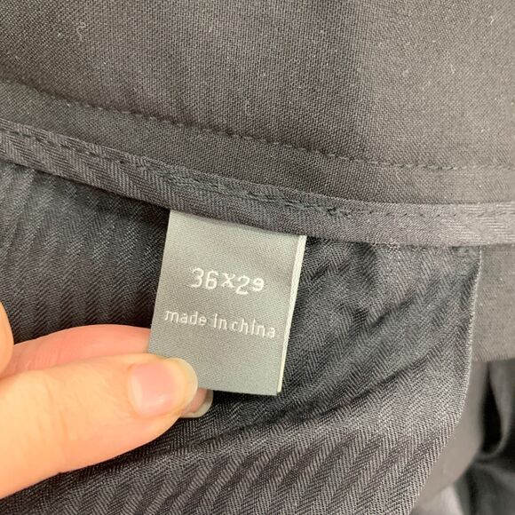 Apt. 9 Dress Pant Mens 36 Black Flat Front High Rise Rayon Blend Stretch Travel - Picture 12 of 16